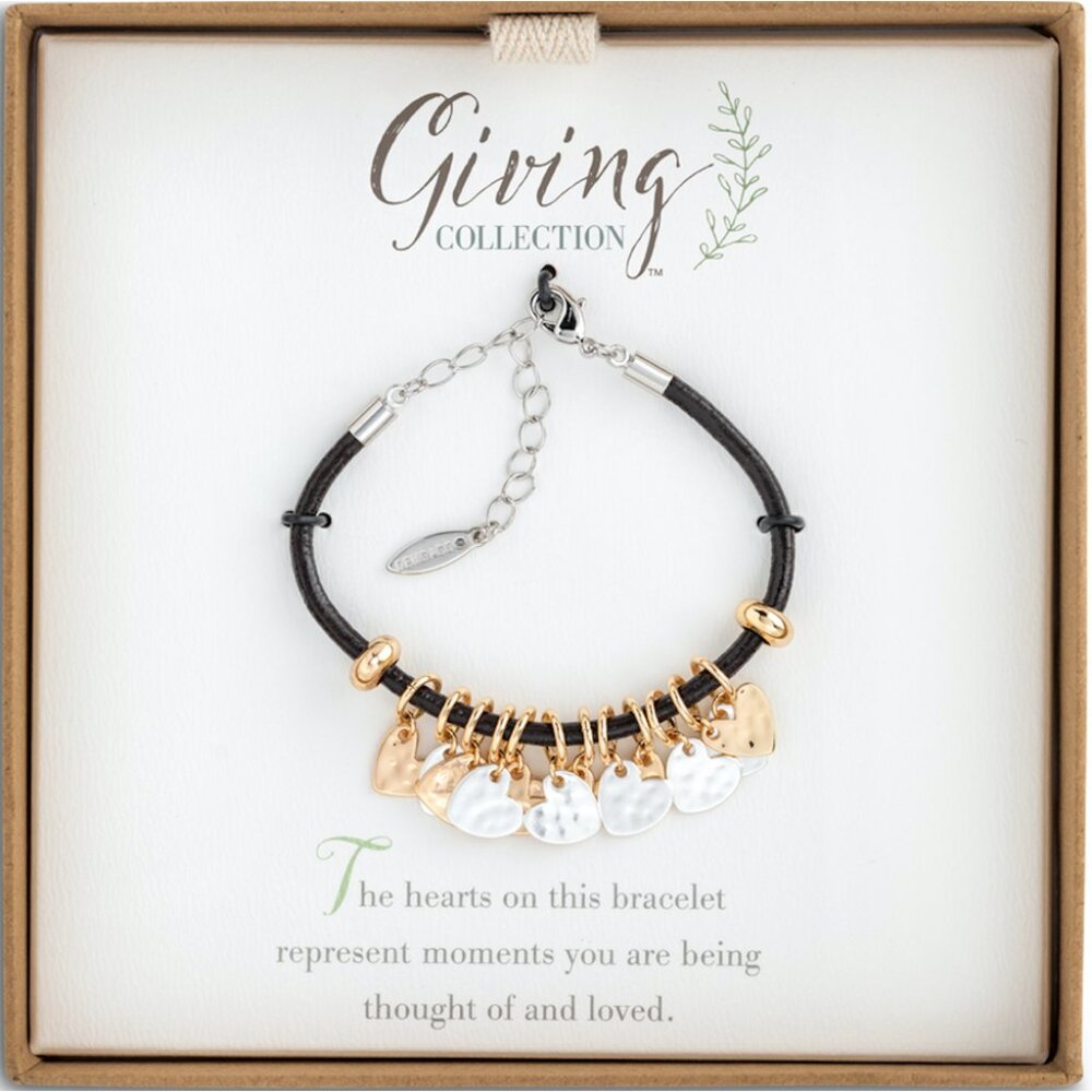 DEMDACO Heart Giving Bracelet Black,Gold, Silver NEW